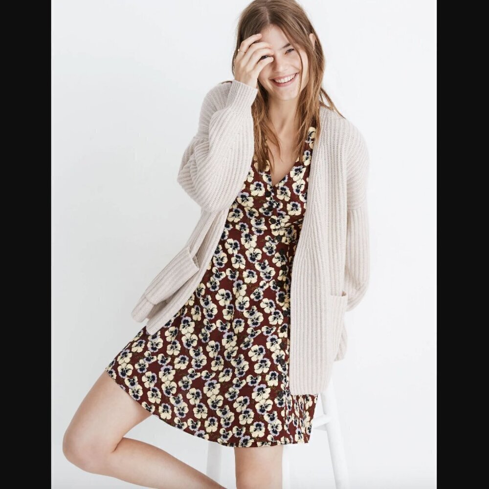 Madewell Heather Fog Beige Redford Cardigan Knit Sweater XS